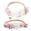 Hair Accessories N80C Artificial Flower Baby Headband Hundred Day Born Infant Toddler For Shower Little Girls Pograph Props Present