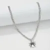 Choker Gothic Spider Wiselant Naszyjnik Halloween dla kobiet mężczyzn Srebrny kolor geometryczne łańcuchy kubańskie naszyjniki biżuterii