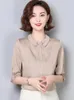 Blusas femininas 2023 Moda de verão blusa de cetim Silk Tops e Of Women Women Clothing Office Lady Solid for Ladies