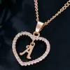 Kvinnors smycken namn initialer hjärta hänge halsband bokstäver zirkon älskar halsband flickor gåvor de första bokstavstillbehören