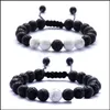 Charm Armbänder Mode Schwarz Lava Stein Ätherisches Öl Diffusor Armband Quadratischer Baum des Lebens 7 Chakra Perlen Frauen Männer Yoga Buddha Je Dhzy4