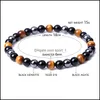 Charm Armbänder 6 8 10 mm Tigerauge Stein Helle schwarze Perlen Armband Frauen Männer Yoga Hand String Schmuck Freundschaft Geschenk Drop Lieferung Dhovh