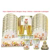 Posate usa e getta 1 set Stoviglie per animali della giungla Festa a tema Safari 1.2.3 Decorazioni per il compleanno Bambini Forniture per foreste verdi Baby shower 230216