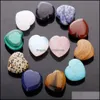 Stone Natural 30mm Heart Turquoise Rose Quartz Love Naked Stones Hearts Decoration Ornament Handhandtag Diy Necklace Drop de Dhadg