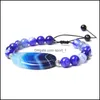 Braccialetti con ciondoli Verde Blu Arancione Striscia viola Agata Charms Perline di pietra Bracciale Amante Pietre energetiche fatte a mano da donna Coppia braccialetti Dhuvw