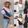 Kadın Sweaters Fashion Tops 2023 Kadın Çok renkli örgü kadınların kazık çizgili süveter kış kıyafetleri Noel