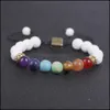 Charm Bracelets White Lava Stone Tree Seven Chakras Healing Beads Woven Bracelet Women Men Energy Buddha Jewelry Drop Delivery Dhp46