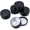 Empty Jars Bottles Black Round Aluminum Tin Cans Screw Lids Metal Lip Balm Box Cosmetic Containers Storage Organization Wholesale