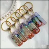 Kluczowe pierścienie 7 Chakras Orgone Pendum Energy Kryształ Kamień Klasyna Uzdrawianie Amet Keyrings dla medytacji samochodowej Reiki Om Lucky Gift Drop de Dh0v7