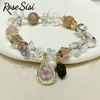 Charm Bracelets Rose Sisi Korean Bracelet For Women Preserved Flower Drop Pendant Dried Jewelry Woman Friendship Gift
