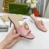 Designer Sandal Women Blondie Sandal Metal Stiletto Shoes Leather High Heels Circular Interlocking Slippers Ladies Wedding party Slides 6.5cm Heel Slipper 35-43