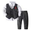 Suits Autumn Kids Boys Gentleman Clothes Outfits Long Sleeve White ShirtWaistcoatPants Formal 3Pcs Wedding Birthday Dress Suit 230216