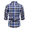 Chemises décontractées pour hommes Plaid imprimé pour hommes Double poche à manches longues mâle col rabattu automne basique Camisas De Hombre