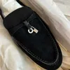 Designer Loropiana Charms Sapatos LP Lofo Novo salto plano de um pé de couro de outono de outono comutora suave