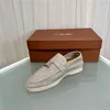 Designer Loropiana Charms Shoes Suede Love Women's Versatile Leather Flat Bottom Lp British Couple Small Men's Super Soft