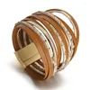 Charm Bracelets ALLYES Two Tone Fishscales Leather Bracelet Trend Vintage Multilayer Wrap Wide & Bangles Female Jewelry