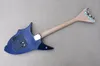 Guitare électrique bleue personnalisée en usine, avec touche en palissandre en forme de requin, matériel chromé pouvant être personnalisé