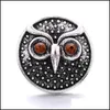 Charms vintage Sier color Snap Button Owl Jewelry Conchtings Rhinestone Bot￵es de Snaps de Metal de 18 mm