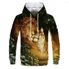 Hoodies masculino Animal Print capuz 3D Impressão 2023 marca de moda de moda Sportswear Street