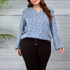 T-shirt grande taille femme 4xl grande taille chemisier floral femmes lâche col en V chemise à manches longues dame élégante imprimé haut bas ourlet pull vêtements surdimensionnés A3 230216