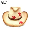 Chapeaux à large bord Femmes Hommes Paille Western Cowboy Chapeau avec Punk Feuilles Bande Star Lady Papa Sombrero Hombre Cowgirl Jazz Caps Taille 58cm