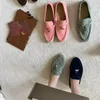 Ontwerper Loropiana Charms Shoes LP Lofo Dames Nieuwe platte hak één voet lederen herfst zachte forens comfortabele ronde teen enkele schoenen