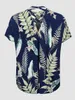 Kvinnors plus-storlek T-shirt Finjani Leaf Print Criss Cross Batwing Sleeve Blue för kvinnor Plus Size Crew Neck Summer Fashion Casual Tops 230216