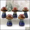 Stone 36x22mm 7 Chakra Reiki Natural Crystal Mushroom Polering Rose Quartz Yoga Energy P￤rla Healing Decoration Drop Delivery Jewelry DHMZS