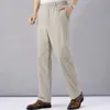 Pantaloni da uomo Pantaloni di lino da uomo Vita alta Pantaloni estivi leggeri Uomo Abbigliamento sottile Pantaloni di cotone larghi Fascia elastica da lavoro Pantaloni vintage 230215