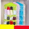 Assiettes 16 poches visibles organisateur suspendu pour armoire placard sac de rangement Transparent porte mur clair divers avec pochette de suspension