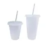 24 oz tasse transparente en plastique gobelet transparent été réutilisable boisson froide tasse de jus de café avec couvercle et paille FY5305 G0517