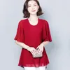 Damenblusen Frauen Chiffon 2023 Sexy Butterlfy Sleeve Bluse Shirt Casual Tops Elegante Arbeitskleidung Bürodame Shirts