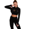 Kvinnor Tvåbitar byxor 3st Gym Set Women Seamless Yoga Set Sport Suit Lång ärm Tracksuit Gymkläder Kvinnor Workout Set Seamless Outfits 230216