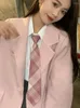 女性用ジャケット女性ブレザージャケットピンクオフィスレディソリッド2023春秋のアウターコートvネックウィンドブレーカープレッピー女性服