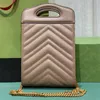 Klassieke tophandgreep mini -zak matelasse Chevron lederen ontwerper antieke goud afgestemde hardware tote ketting schouderband 2023 crossbody schoudertassen