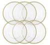 Plates christmas Gold Rim glass pearl tray transparent glass beads plate fruit cake Western dish plate golden edge plate