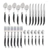 Dinnerware Sets Jaswehome 24Pcs Laguiole Cutlery Black Handles Steak Knife Set Elegant Silverware Professional Tableware