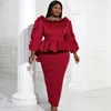 Plus Size Dresses Party Evening For Women Long Ruffles Peplum Robe Event Package Hip African Wedding Guest Chic Gowns 4xl