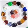 Stone Natural Crystal Tigers Eye Ornaments Carved 25X10Mm Heart Chakra Reiki Healing Quartz Mineral Tumbled Gemstones Hand Home Deco Dhqig