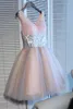 파티 드레스 짧은 무도회 볼 가운 핑크 그레이 스팽글 v- 넥 우아한 공식적인 멍청한 전도체 형식화 커토