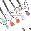 Pendant Necklaces Natural Crystal Irregar Agate Stone Reiki Healing Crystals Charms Rope Chain Necklace For Women Men Drop Delivery Dhpqh