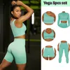 Kvinnors spårningsdräkter 235 Piece Set Women Seamless Yoga Clothes Femal Sports Underwear Bra High midje höftlyftbyxor Fitness långärmad leggings 230215