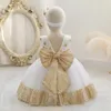 Abiti da ragazza di fiori vintage per matrimoni bohémien Abiti da prima comunione in chiffon avorio con paillettes impero lunghi fino al pavimento economici