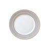 Plates Western Plate Set 6/ 8/10 Inch Gold Rim Dishes & Bone China European Tableware Round Steak Household Dinner