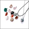 Pendant Necklaces Natural Stone Irregar Necklace Opal Tigers Eye Pink Quartz Crystal Chakra Reiki Healing Pendum For Women Drop Deli Dhz9D