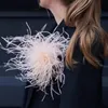 Pins Brooches Luxury Ostrich Feather Brooch For Women Fashion Lapel Hair Hat Accessories Vintage Floral Feathers Corsage Pin 230216