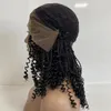 Capelli sintetici 180% Densità 16 pollici Twist Trecce Parrucca frontale in pizzo riccio per donna nera