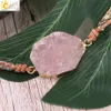 Charmarmband CSJA Natural Stone Armband Pink Quartz Leather Wrap för kvinnor Rose ädelstenar Crystal Beads Böhmen smycken 5 Strand S308 230215