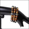 Charmarmband kubik zirkonboll hand smycken tiger eye lava sten p￤rla armband elastiska stretch m￤n sl￤pp leverans dhojs