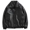 Hommes de fourrure Faux hommes printemps noir en cuir souple hommes Hip Hop veste mâle surdimensionné Streetwear poches vêtements Cool 230216